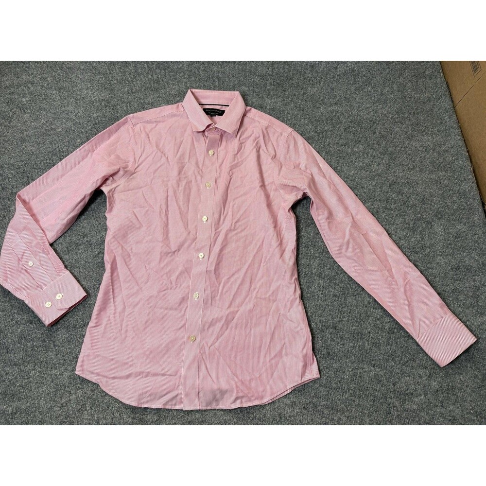 Banana Republic Dress Shirt Mens S Pink Pinstripe Non Iron Slim Cotton LS